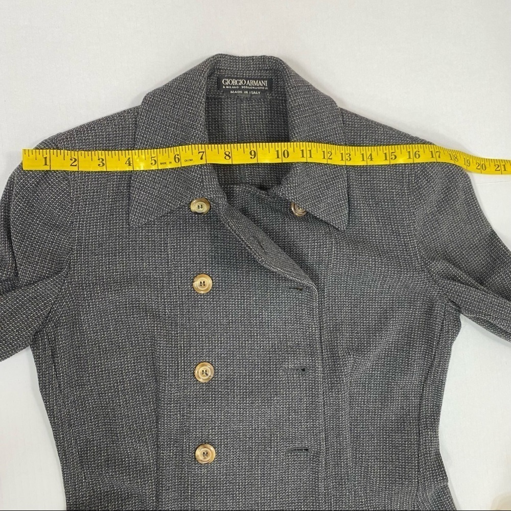 Vintage Giorgio Armani Giacca Donna Double Breasted Charcoal Gray Knit Blazer - Picture 8 of 13